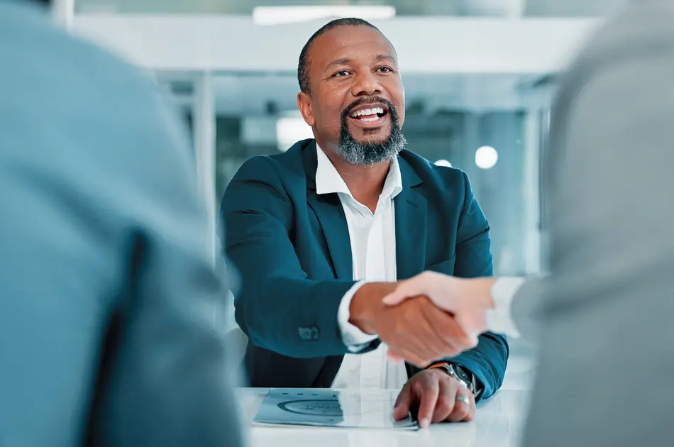 Businessman meeting clients